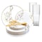Smarty Had A Party White with Gold Antique Floral Round Disposable Plastic Wedding Value Set, 720PK 920WHGVS120 - alternate 1